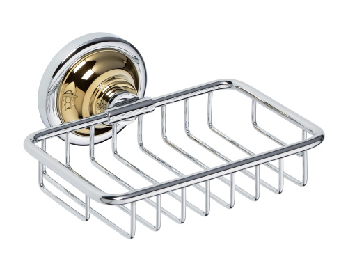 Мыльница Retro прямоугольная 140x65x142мм, золото/хром