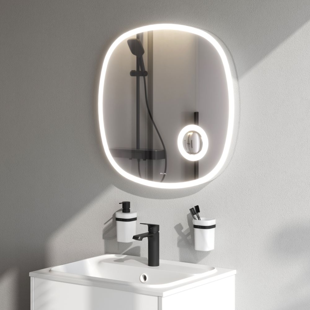 M8FMOX0653SA Func, Зеркало настенное с контурной LED-подсветкой, ИК сенсором и косметическим зеркало