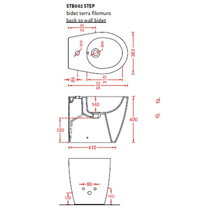 Artceram STEP  Биде напольное приставное 36х51 см, с креплениями,  цвет белый.