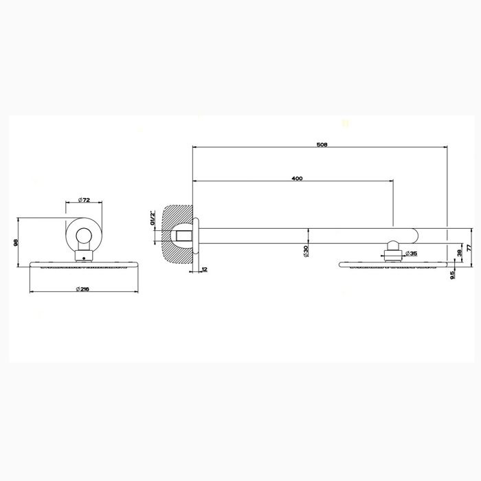 Gessi Goccia Верхний душ для настенного крепления Ø216мм, цвет: черный