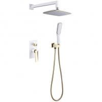 Смеситель встроенный + верхний душ + ручной душ БЕЛЫЙ+ЗОЛОТО