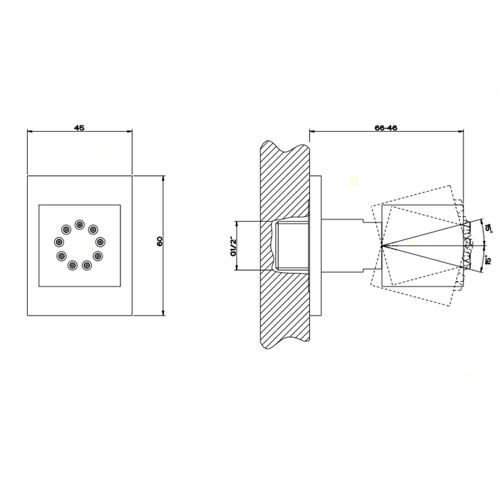 Gessi Rettangolo Поворотная боковая форсунка, цвет: хром