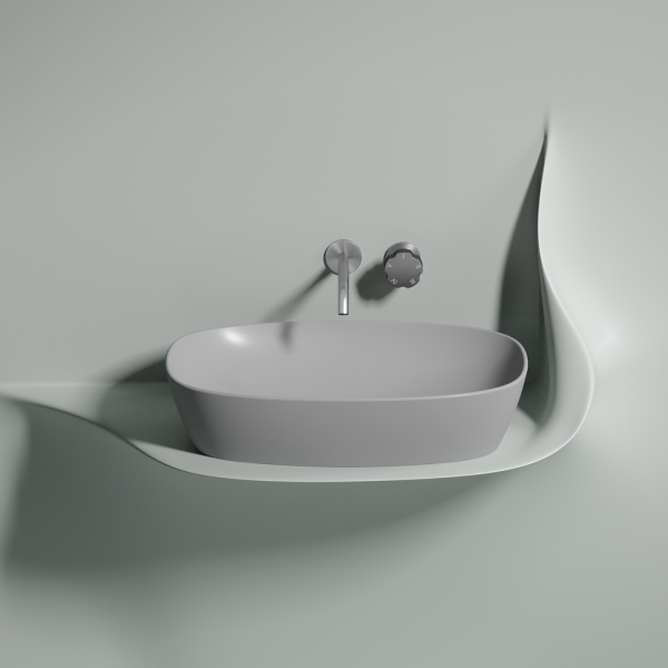 Умывальник чаша накладная овальная (цвет Серый Матовый) Элемент (Element) 610x385x140мм