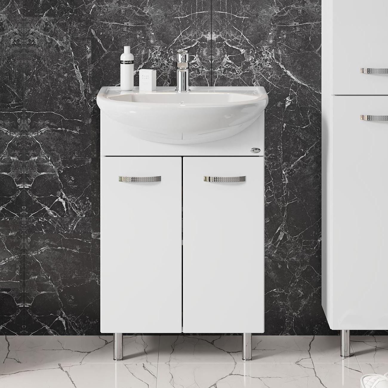 Тумба Onika Коралл 55 напольная, белая (ум. Уют 55)