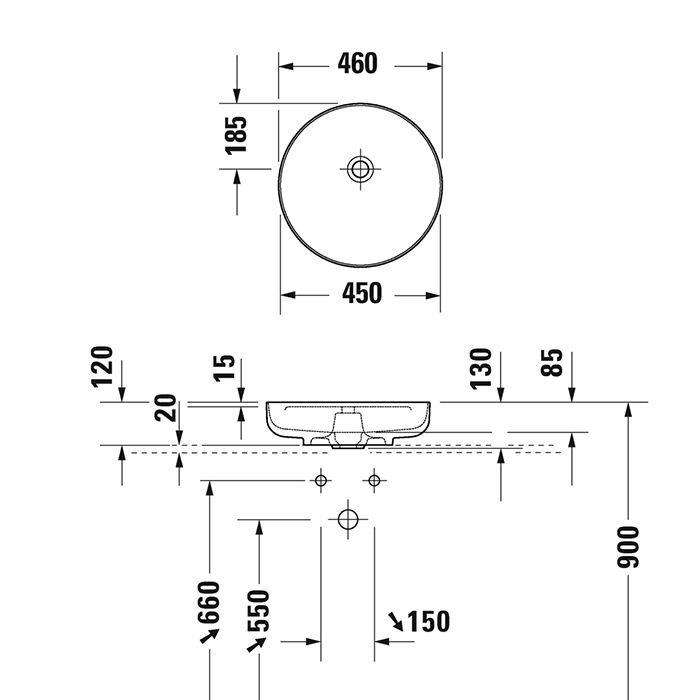 Duravit Vitrium Раковина накладная круглая 460мм, из DuroCast UltraResist-композит, без перелива и полки для смесителя , Цвет темно-серый матовый Duravit Vitrium Раковина накладная круглая 460мм, из DuroCast UltraResist-композит, без перелива и полки для смесителя , Цвет темно-серый матовый