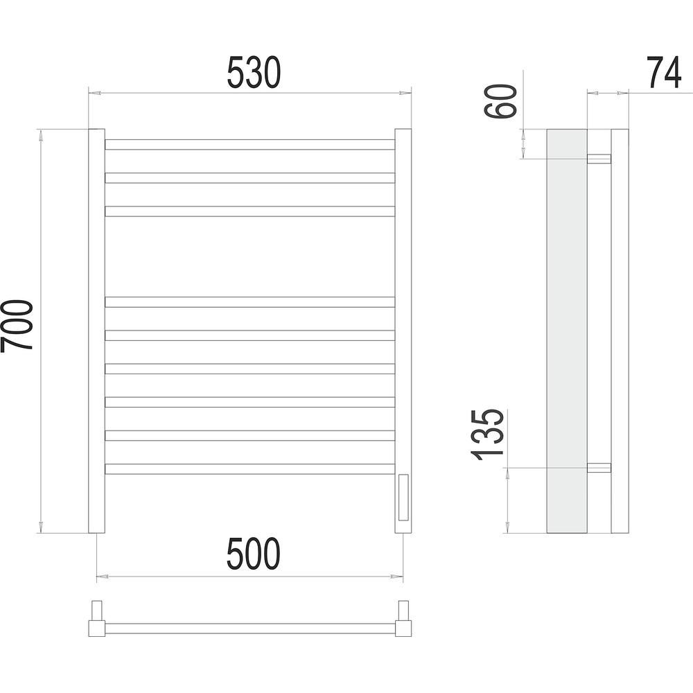Полотенцесушитель электрический Terminus Сицилия П9 50х70, артикул 4670078526311