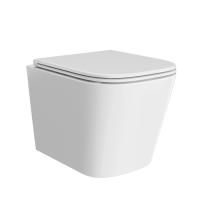 Унитаз CUBO подвесной безободковый с крепежом и сиденьем, белый глянцевый