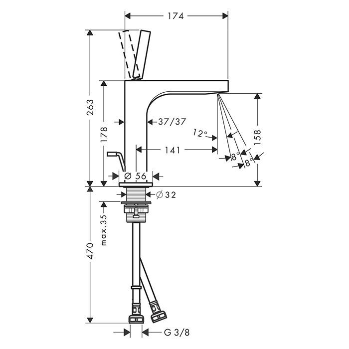 AX Citterio Смеситель для раковины , цвет шлифованный никель