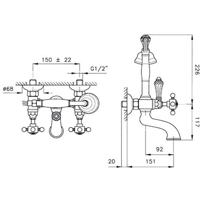 NICOLAZZI EL CAPITAN Смеситель для душевой стойки, с изливом, с переключателем, цвет хром