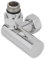 Вентиль, Сунержа, 3D, G 1/2" НР х G 3/4" НГ, для водяных полотенцесушителей, левый, цилиндр, материал-нержавеющая сталь, цвет-тёмный титан муар