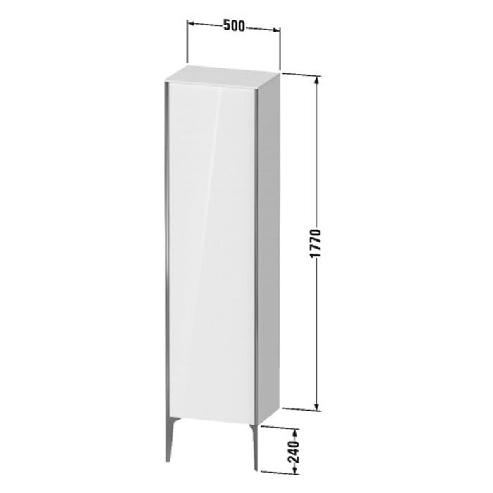 Duravit XViu Шкаф подвесной 1770x500x360мм с 3 стеклянными полками, 1 дверь, (петли слева), цвет: champagne matt/white high gloss, артикул XV1336LB122