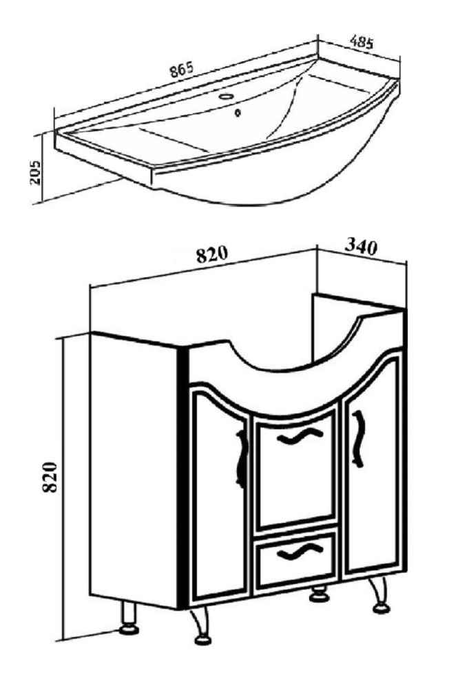 Тумба Runo Севилья 85 под умывальник УТ000001523 (Стиль 85) (00000000597), артикул 00000000597