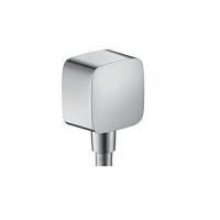 Шланговое подсоединение, Hansgrohe, Fixfit, стандарт подвода воды-1/2", с клапаном обратного тока, внутренняя часть из пластика, цвет-хром Шланговое подсоединение, Hansgrohe, Fixfit, стандарт подвода воды-1/2", с клапаном обратного тока, внутренняя часть из пластика, цвет-хром