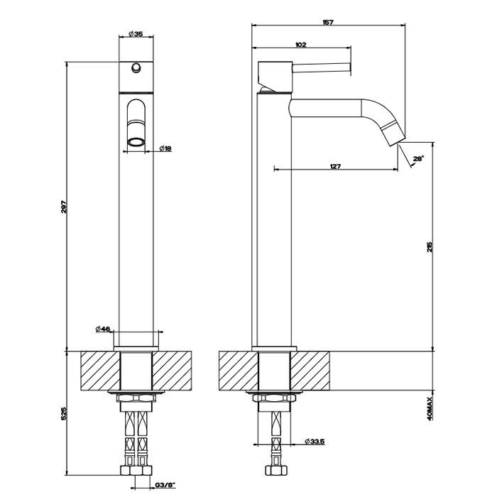 Gessi Emporio Via tortona Смеситель для раковины без донного клапана и соединительными шлангами, цвет: Finox Brushed Nickel