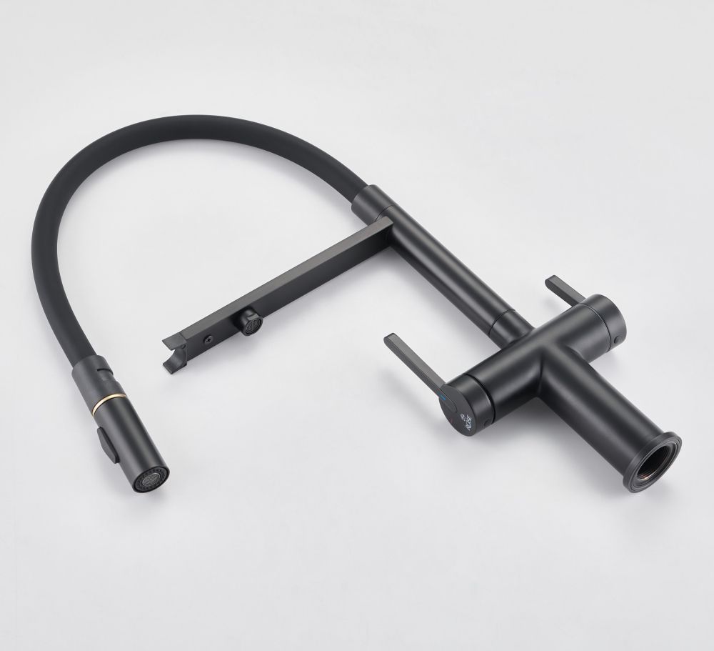 Смеситель для кухни с подключением фильтра для воды Rose R458H, черный