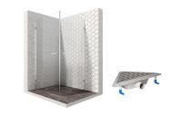 Душевой уголок Ambassador Abner 10011106-ST10, квадратный, угловой трап, 100х100