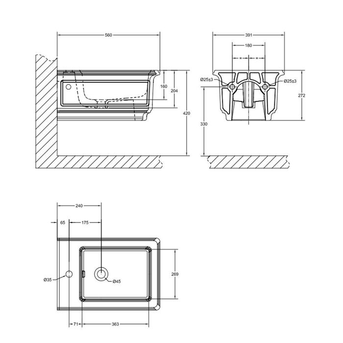 Gessi Eleganza Биде подвесное с 1 отверстием под смеситель, с сифоном, цвет: белый