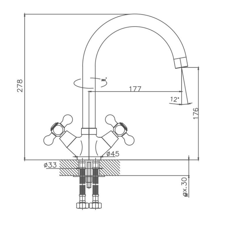 Смеситель для кухни Cron CN4019-5, сатин
