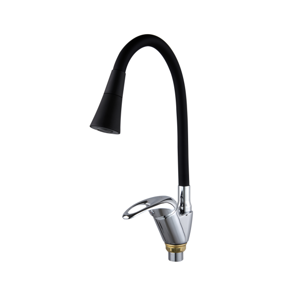 Смеситель для кухни с гибким изливом FASHUN A4403+A7350, хром/черный