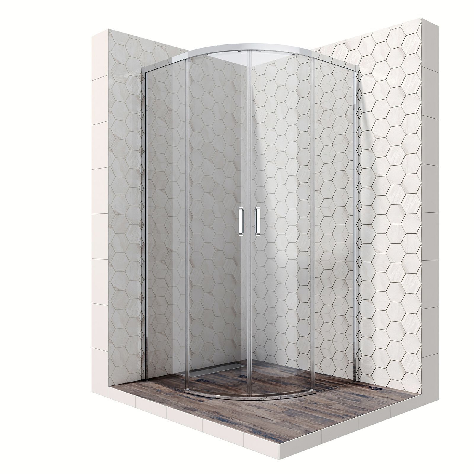 Душевой уголок Ambassador Queen 11011101-PR2, полукруглый, линейный трап, 90х90