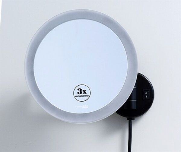 Косметическое зеркало WasserKRAFT K-1004BLACK с подсветкой с увеличением Черное