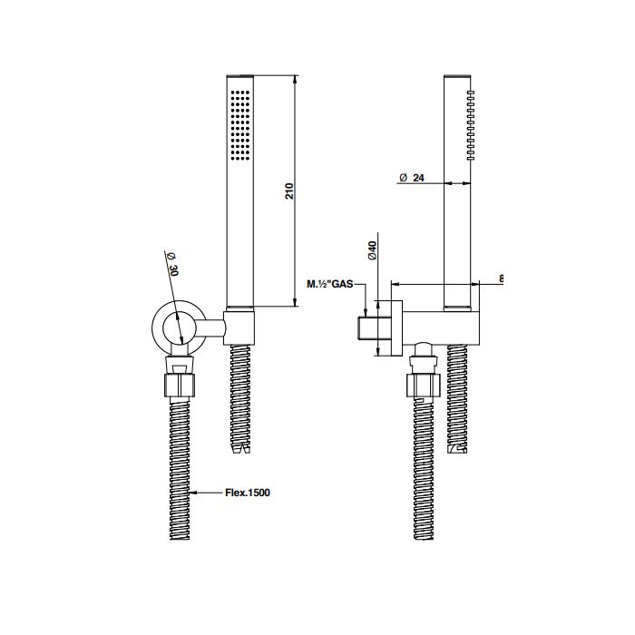 Bongio Bongio  душевой гарнитур с держателем и ручной лейкой, брашированное золото