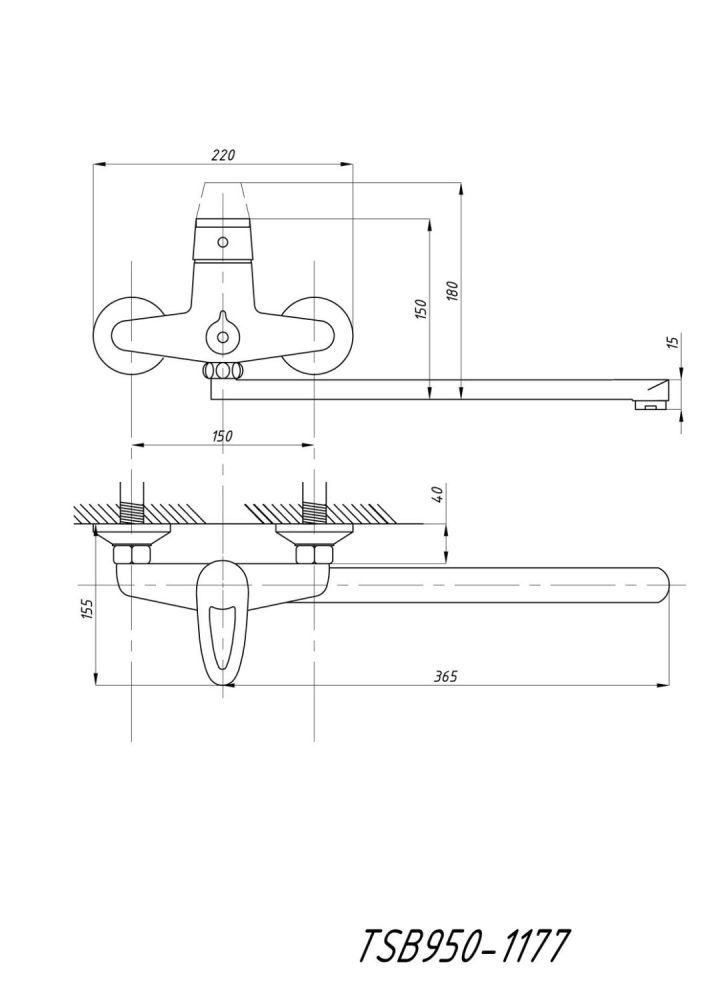Смеситель для ванны с душем TSARSBERG (TSB-950-1177) тип См-ВУОРНШлА, артикул TSB-950-1177