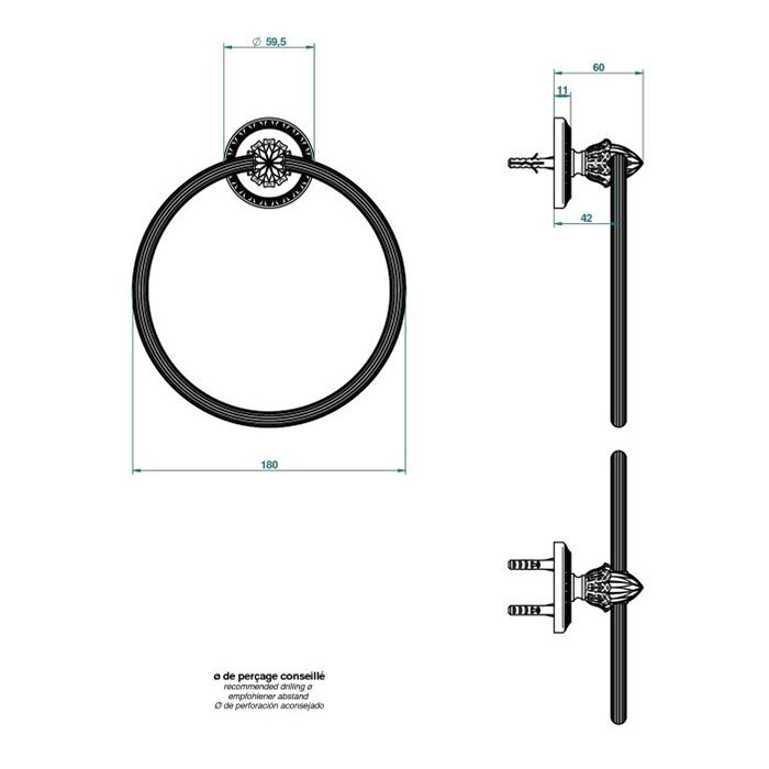 THG MALMAISON METAL Полотенцедержатель-кольцо, цвет полированное золото
