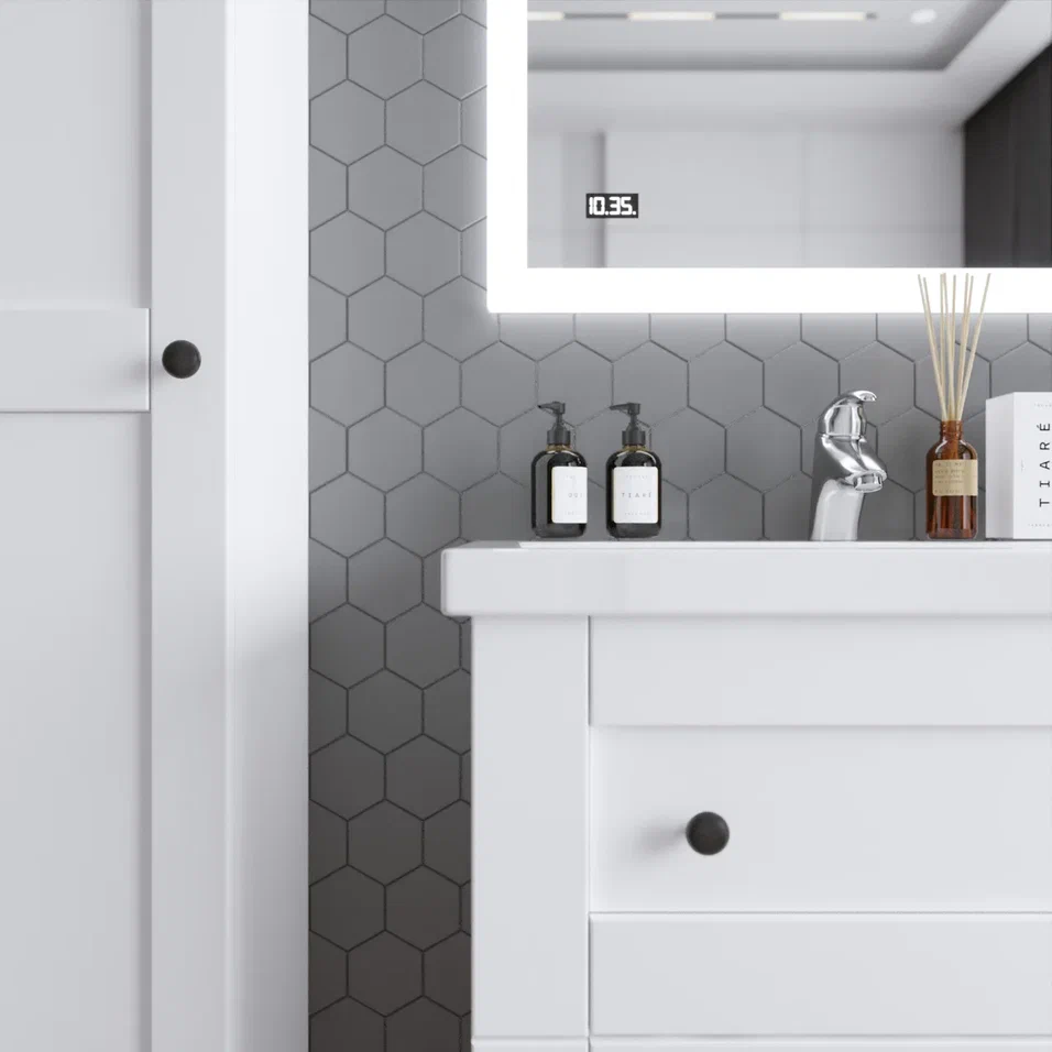 Тумба под раковину подвесная Бриклаер Хелена (рамочная) белый, 80 см, артикул 4627125416415