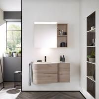 BurgBad Badu База подвесная с умыв. из мин литья 920х510х492 мм, (раковина слева) столешница, 2 ящика,1 дверка,цвет F3696 дуб фланелевый