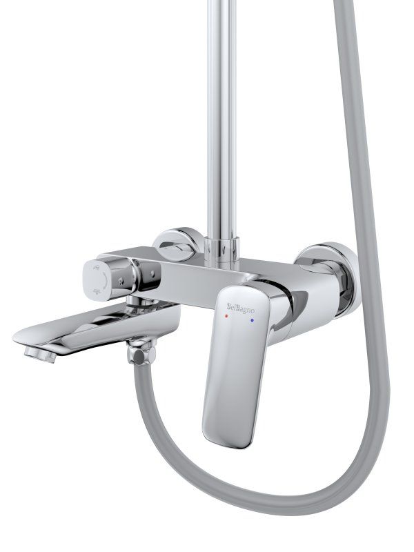 DUE Душевая стойка со смесителем и изливом, оружейная сталь DUE-VSCM-GM, артикул DUE-VSCM-GM