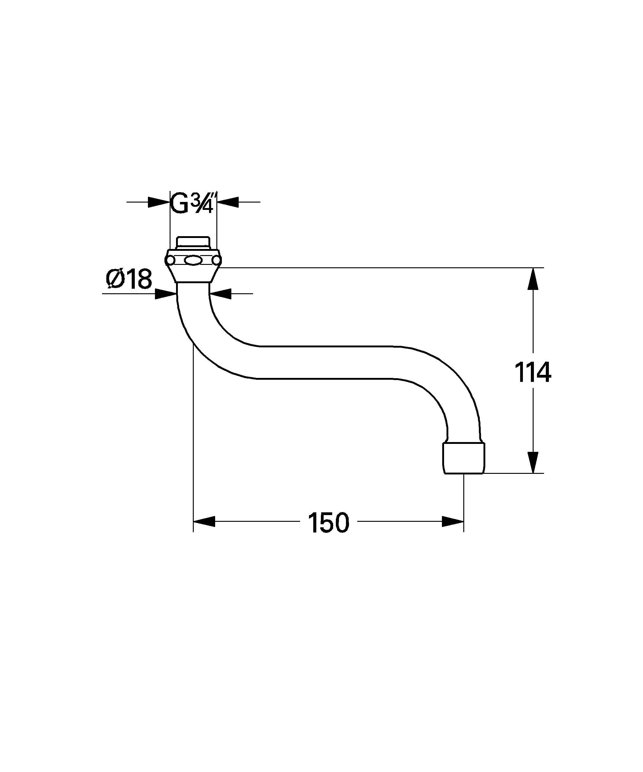 Излив для настенного смесителя для кухни GROHE, хром (13005000) Излив для настенного смесителя для кухни GROHE, хром (13005000)