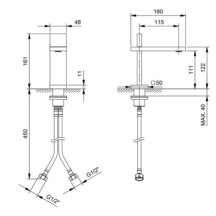 Fantini Ak/25 Смеситель для раковины на 1 отверстие Matt Gun Metal PVD