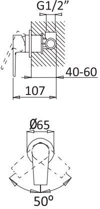 Смеситель для душа Cezares Nautic NAUTIC-DIM-NOP Черный матовый
