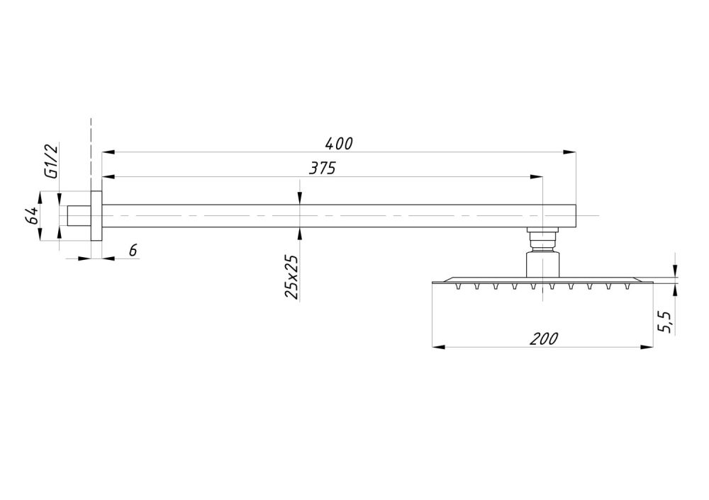 Душевая система ПСМ-Профсан с тропическим душем встраиваемая тип См-ДшОРЗШтШлА (PSM-CB-03), артикул PSM-CB-03