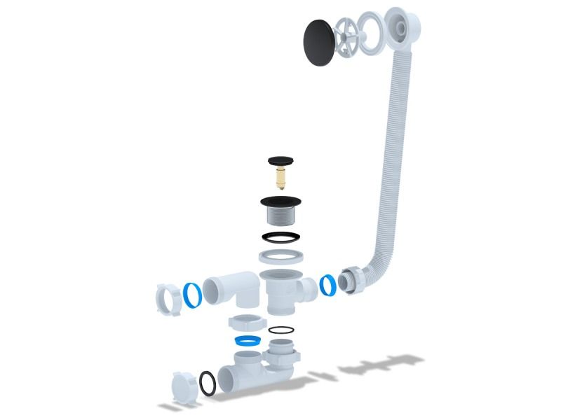 Сифон для ванны PRIME BLACK универсальный клик-клак (64287), артикул 64287