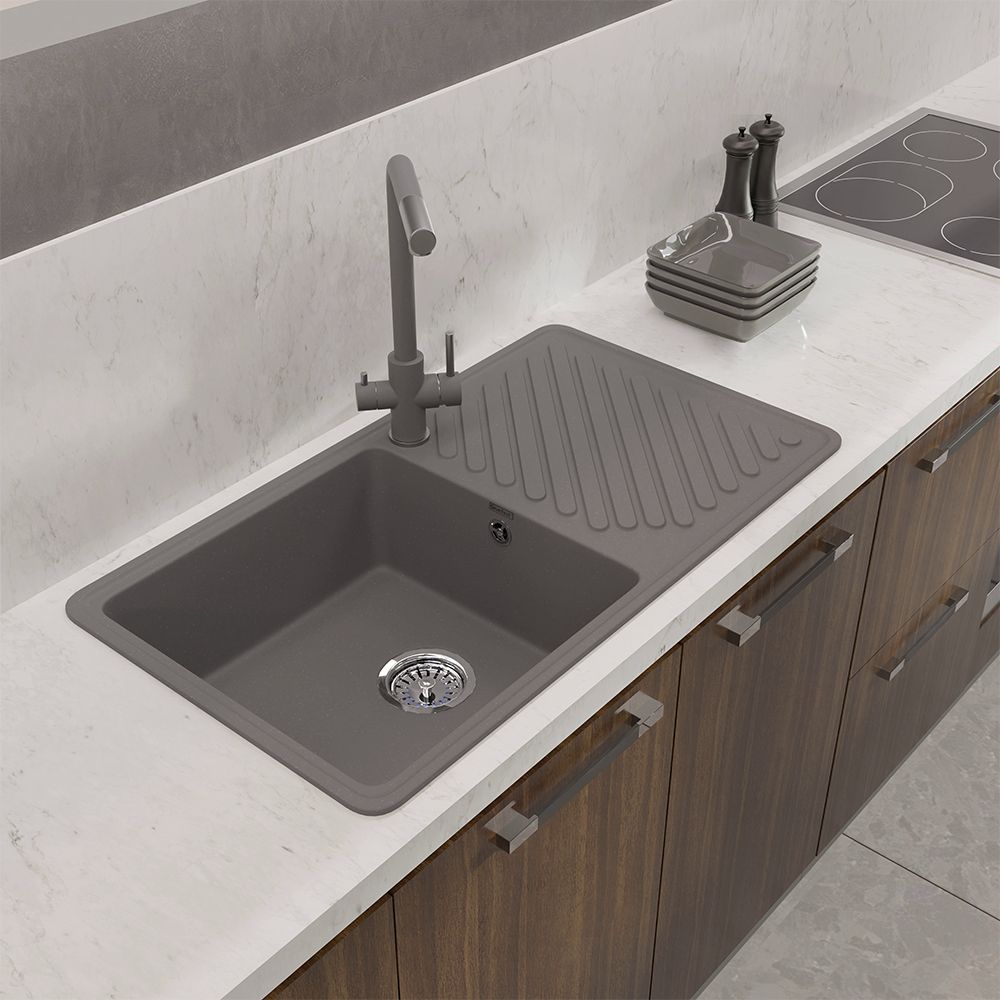 Смеситель для кухни с подключением фильтра GranFest Z-5421, темно-серый