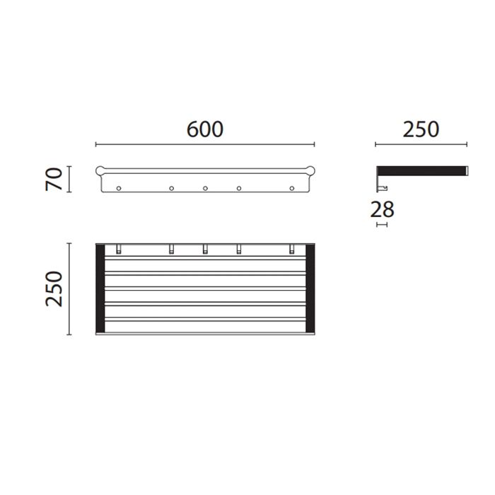 OASIS DEFILE Полка для полотенец 600 мм., цвет золото