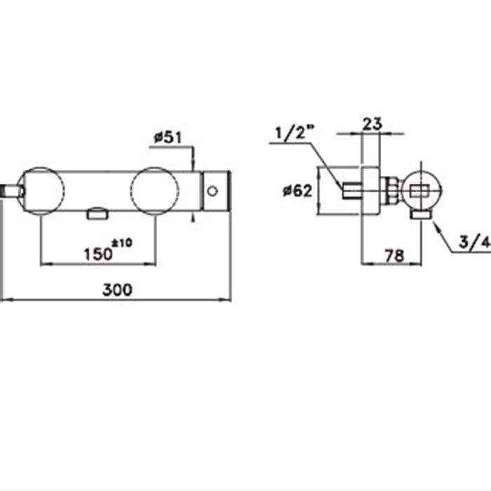 Stella Bamboo Смеситель для душа 3283AC, вывод снизу, с держателем лейки, цвет: хром