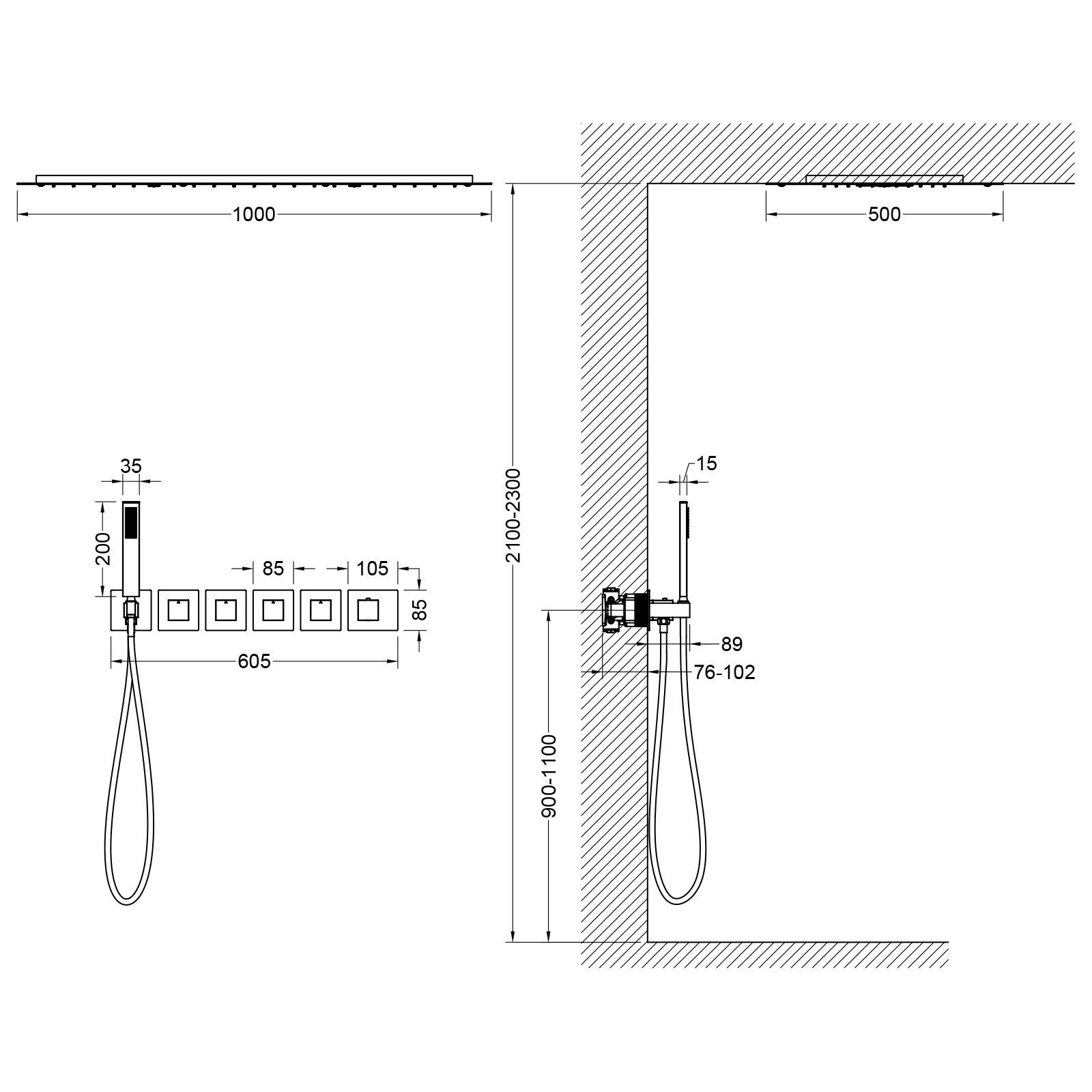 Душевая система встроенная с термостатом Timo Petruma SX-5329/03SM черный, артикул SX-5329/03SM