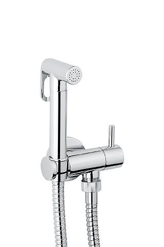 Emmevi, набор гигиенического душа круглой формы с запорным клапаном на холодную воду (без смесителя), цвет хром