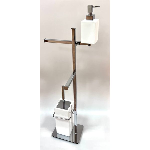 Stil Haus Urania, стойка: доз. + полотенцедер. + бумагодер. + ёрш керам., цвет хром - бел. керамика