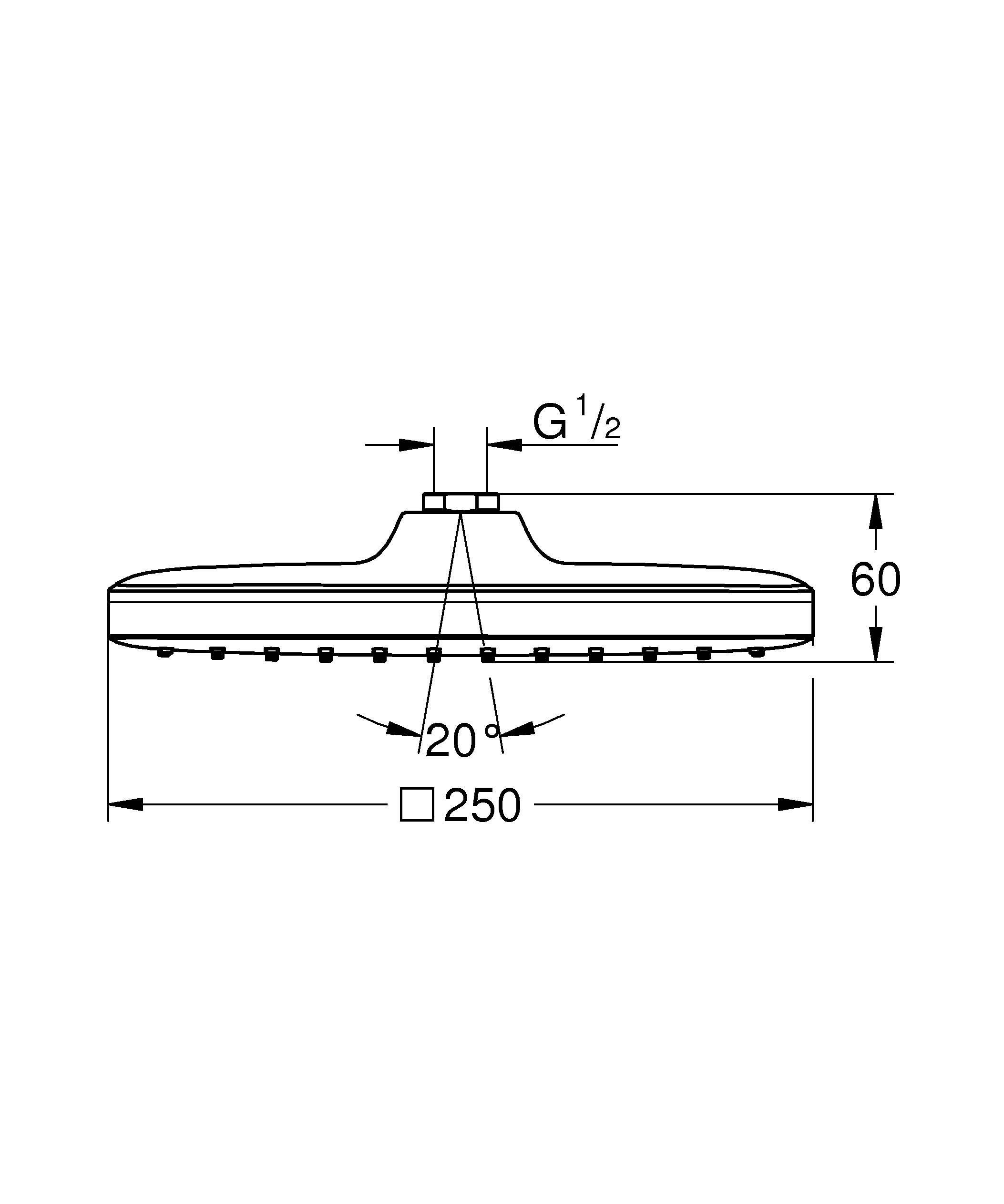 Верхний душ GROHE Vitalio Comfort 250 CUBE, хром (26695000) Верхний душ GROHE Vitalio Comfort 250 CUBE, хром (26695000)