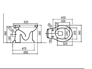 Sbordoni Palladio Унитаз напольный 36х55хh38см слив в стену, цвет: белый