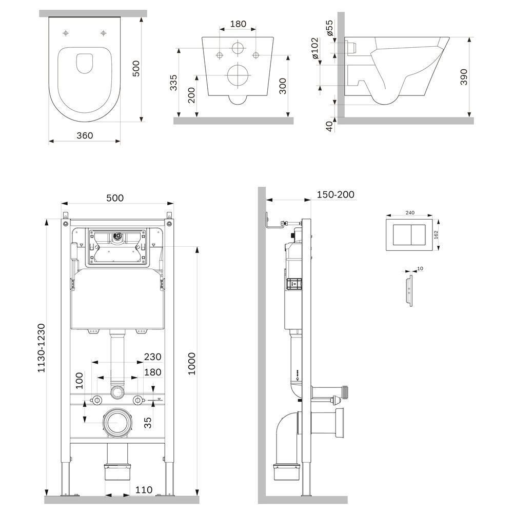 IS90238.741701 Инсталляция с клав PrimeFit S, мат.черный, с подвес унит Sense FlashClean с сид м/лиф IS90238.741701 Инсталляция с клав PrimeFit S, мат.черный, с подвес унит Sense FlashClean с сид м/лиф