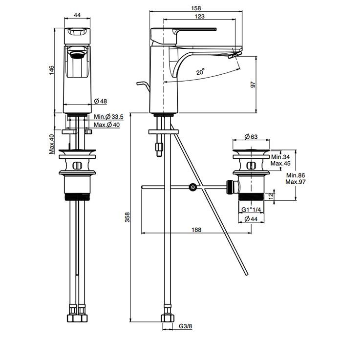 Fima Carlo Frattini Mast Смеситель для раковины, на 1 отв., цвет: золото