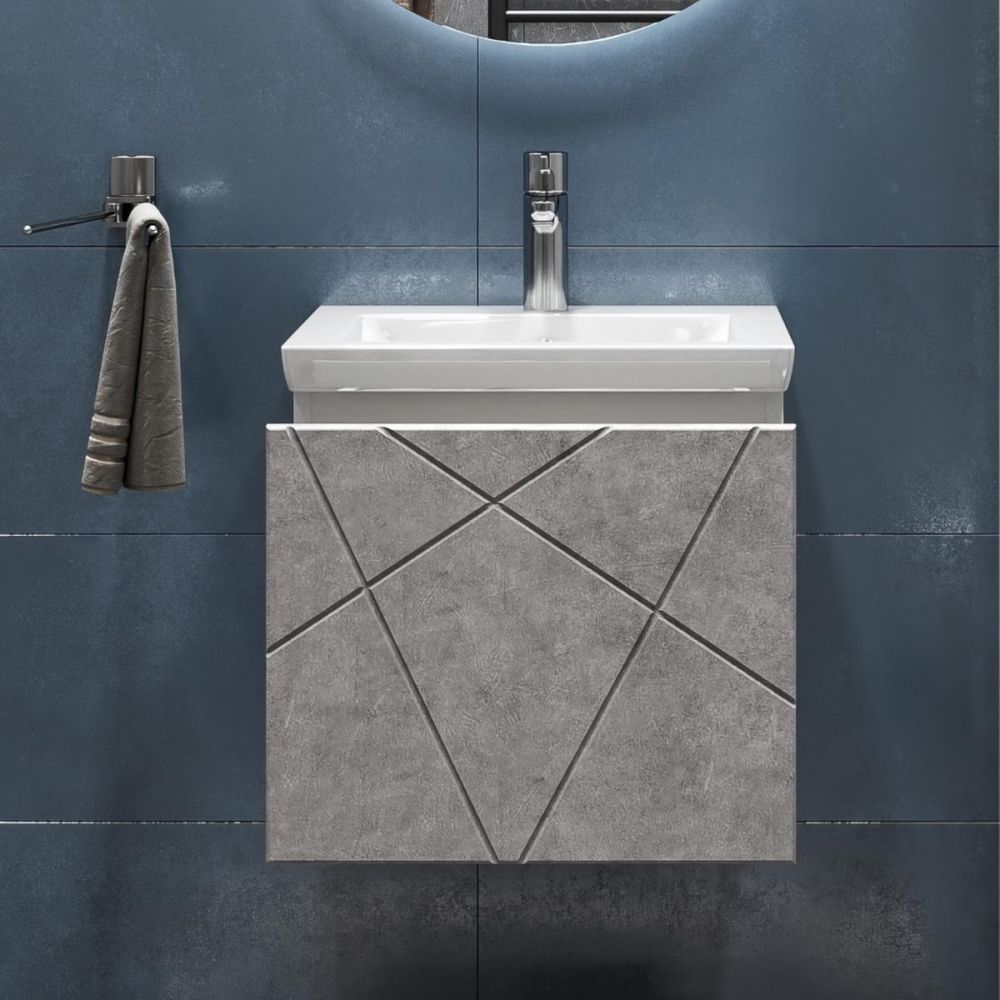 Тумба под раковину подвесная VIGO Geometry 032 бетон, 50 см, артикул 032 бетон