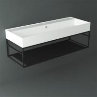 SIMAS AGILE Структура металлическая 121x46xh28 см, подвесная, для раковины AG121, с 1 полкой, цвет черный матовый SIMAS AGILE Структура металлическая 121x46xh28 см, подвесная, для раковины AG121, с 1 полкой, цвет черный матовый