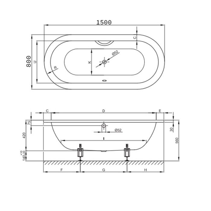 Опора для ванны, Bette, универсальная, комплект-2 штуки, артикул B23-1500