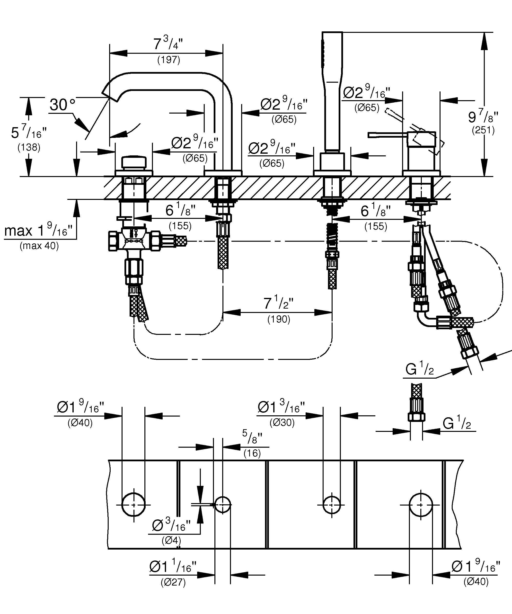 Смеситель GROHE Essence New для ванны на 4 отверстия, суперсталь (19578DC1) Смеситель GROHE Essence New для ванны на 4 отверстия, суперсталь (19578DC1)